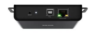 USB 2.0 to Dante network endpoint, PoE-powered with single CatX cable and suitable for mounting unde